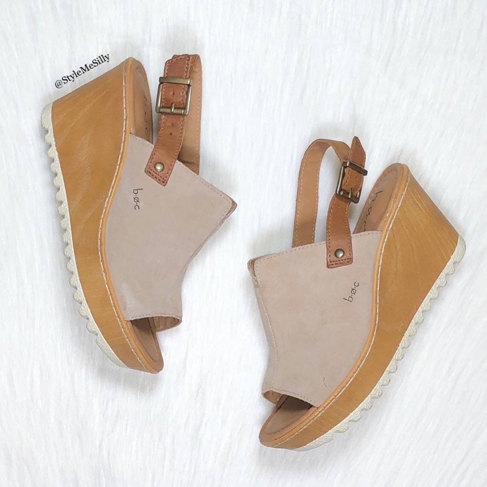 Born suede leather open toe sling back wedges FREE SHIPPING